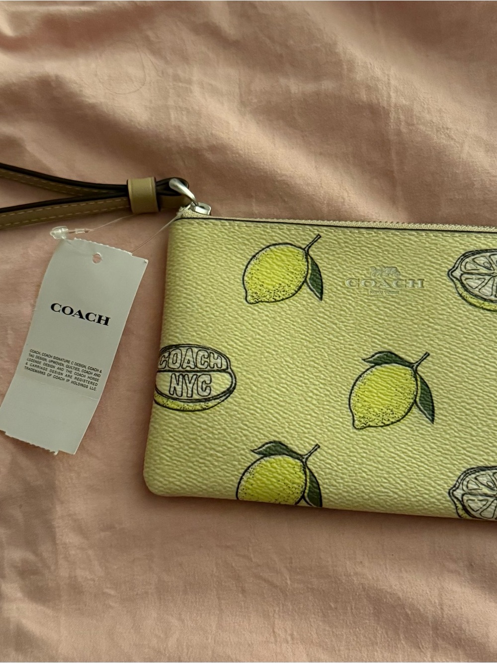 COACH Yellow Lemon Print Wristlet